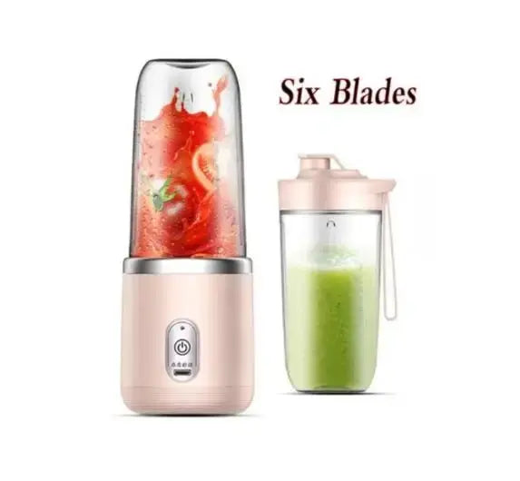 "Portable USB Blender – 6-Blade Rechargeable Smoothie Maker"