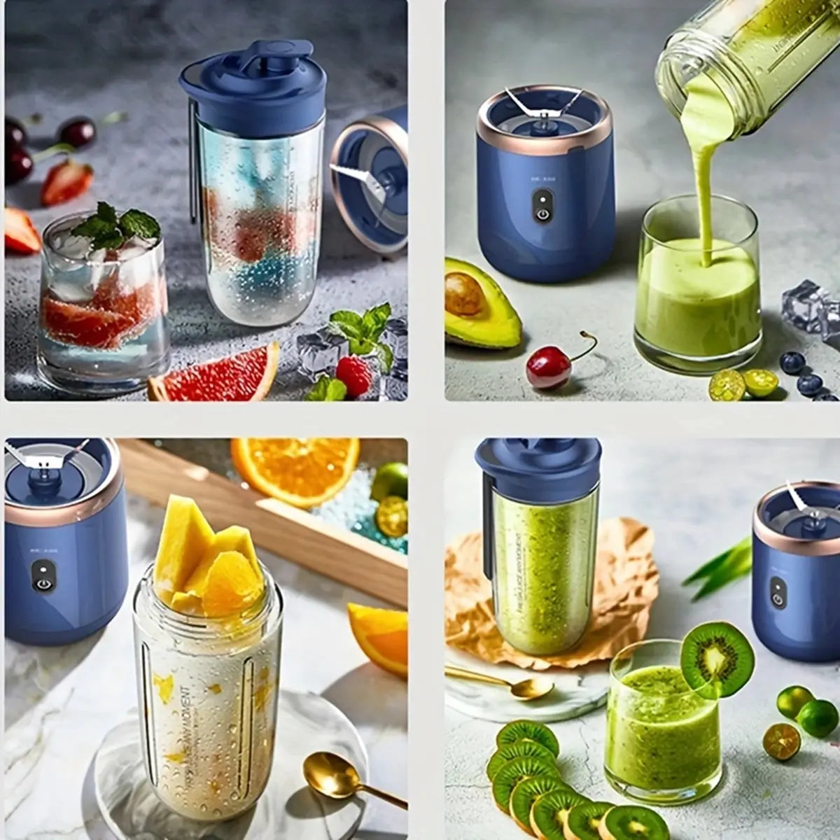 "Portable USB Blender – 6-Blade Rechargeable Smoothie Maker"