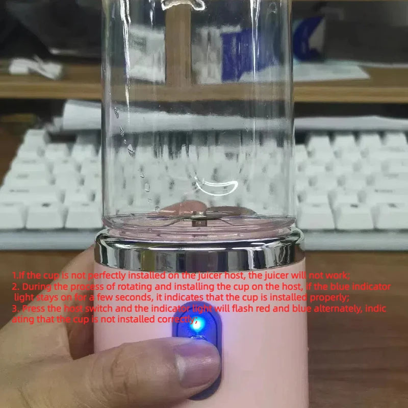 "Portable USB Blender – 6-Blade Rechargeable Smoothie Maker"