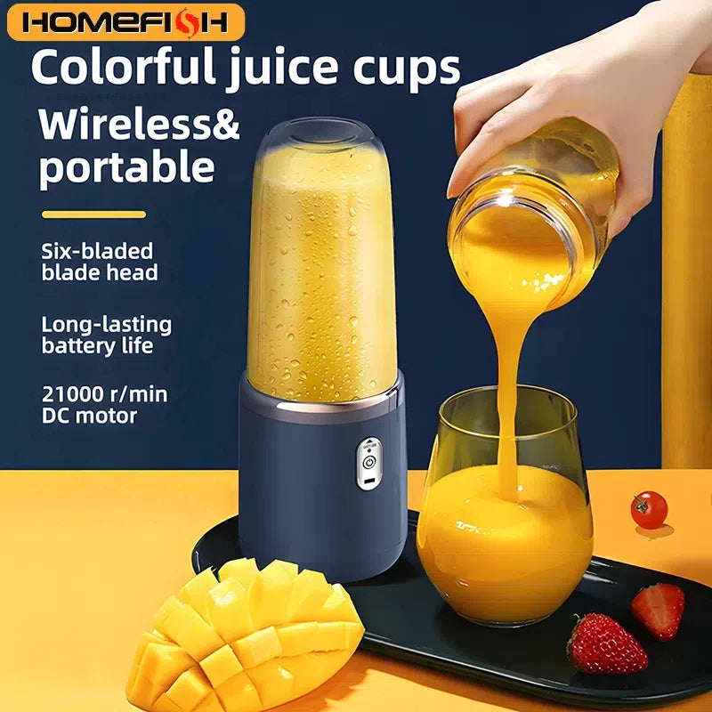 "Portable USB Blender – 6-Blade Rechargeable Smoothie Maker"